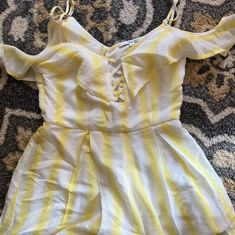 Yellow and White Romper